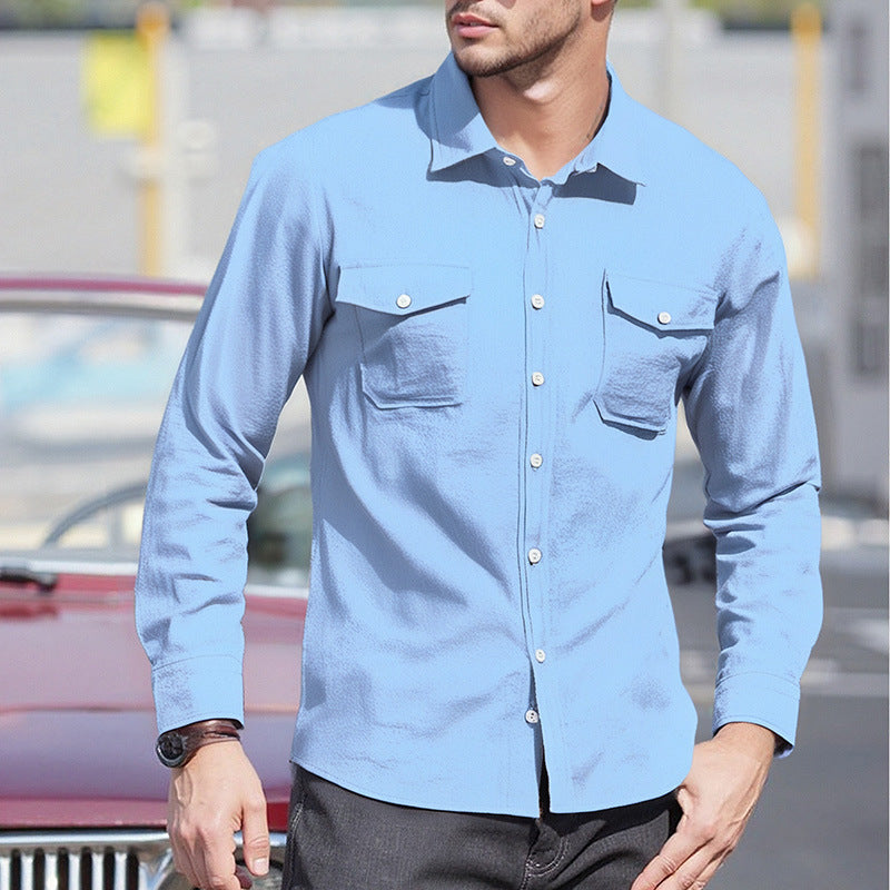 Men's Long Sleeve Shirt with Practical Chest Pockets Mune Fashion