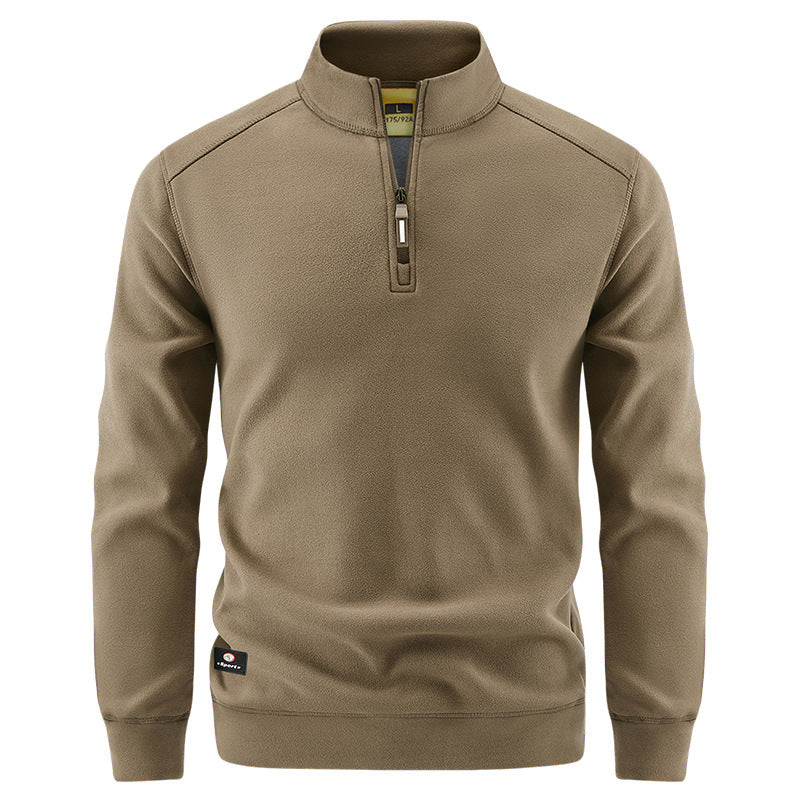 Men's Breathable Microfleece Half-Zip Sweater with Stand Collar and Raglan Sleeves Mune Fashion