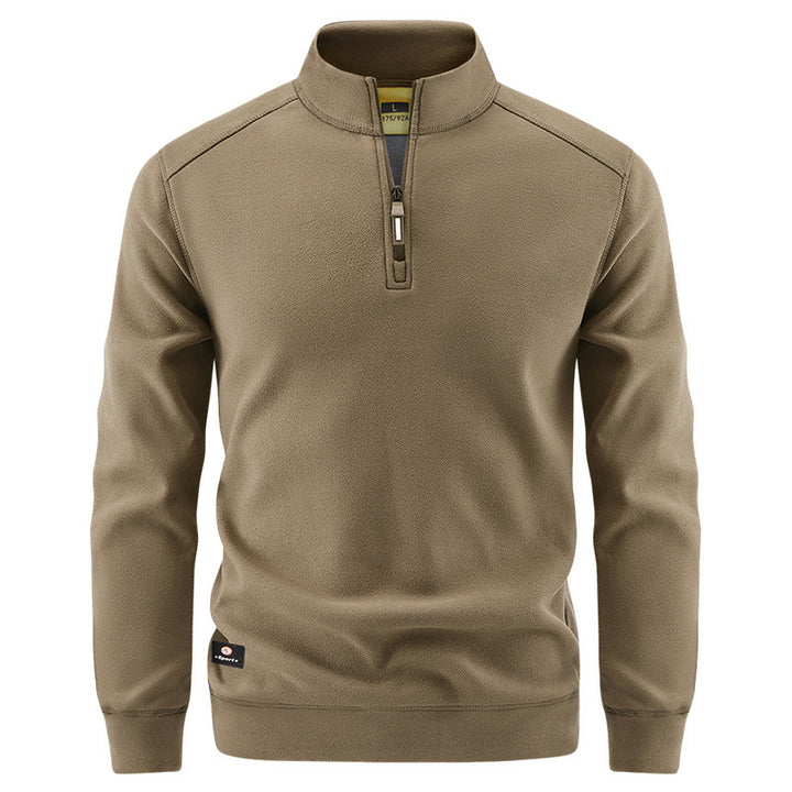 Men's Breathable Microfleece Half-Zip Sweater with Stand Collar and Raglan Sleeves Mune Fashion