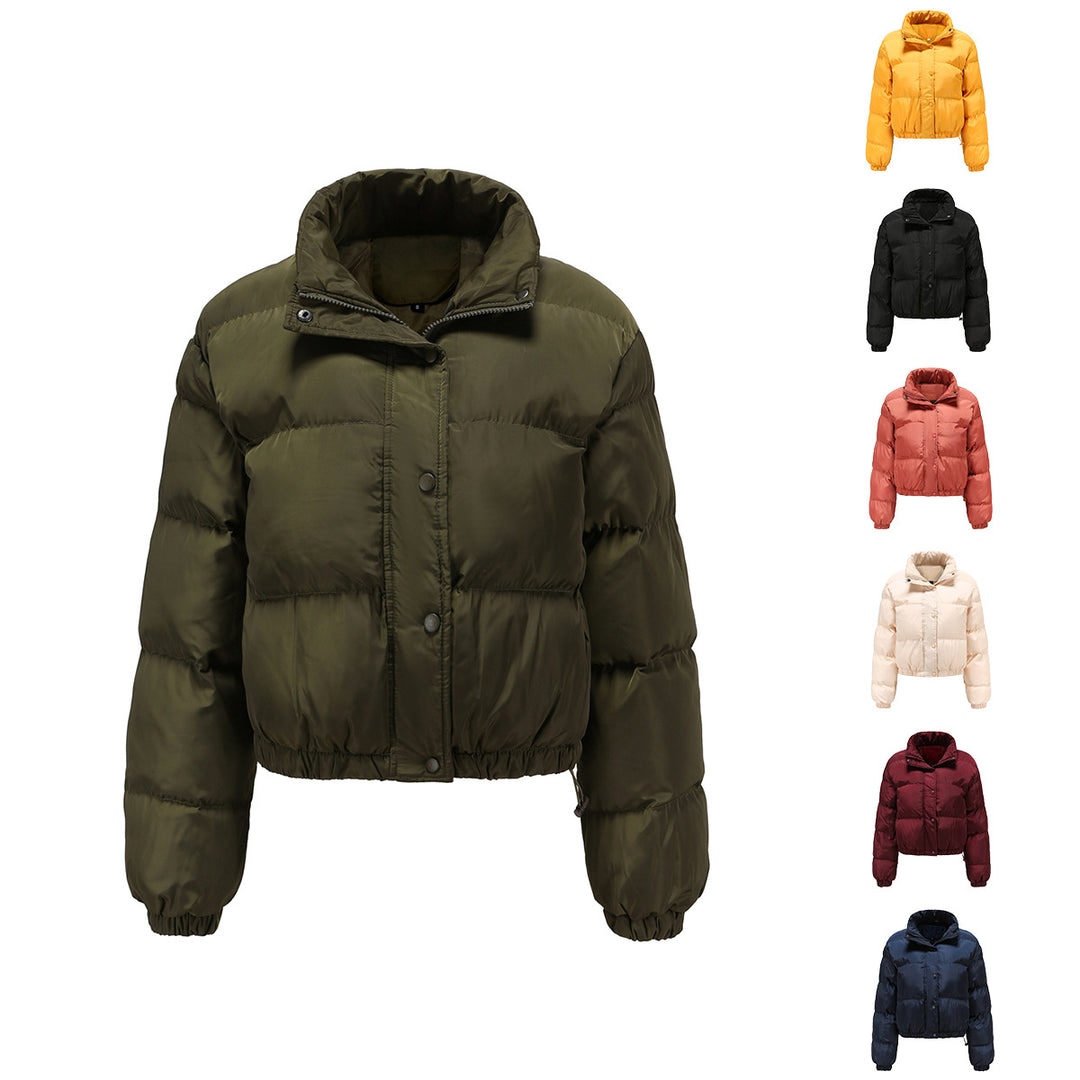 Women's short quilted winter jacket with stand-up collar and drawstring Mune Fashion