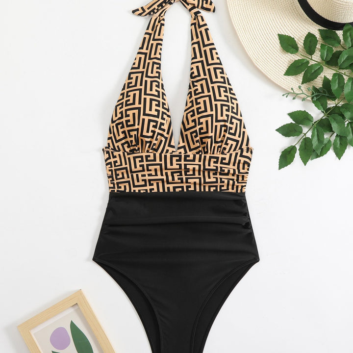 Women's high-cut swimsuit with fashionable pattern Mune Fashion