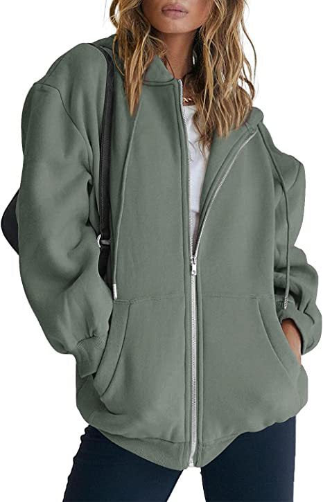 Women oversized hoodie jacket with full zip and kangaroo pockets Mune Fashion