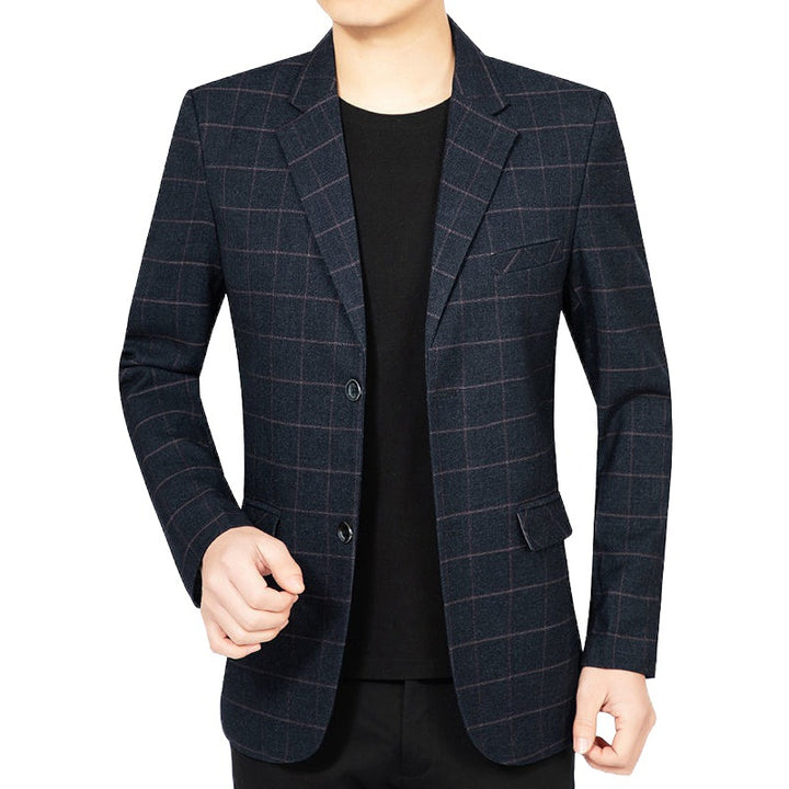 Men's Checked Slim-Fit City Blazer with Window Check and Flap Pockets Mune Fashion