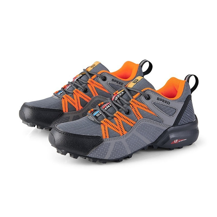 Men's robust trail running and outdoor sneaker with grippy multi-terrain profile sole, reinforced toe cap, and bungee lacing Mune Fashion