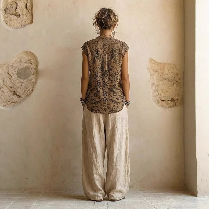 Women Casual Linen Pants with High Waist Mune Fashion