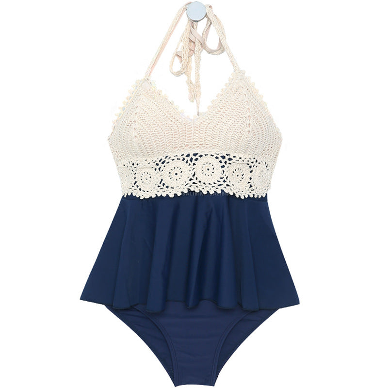 Women's swimsuit with romantic crochet details and flared skirt Mune Fashion