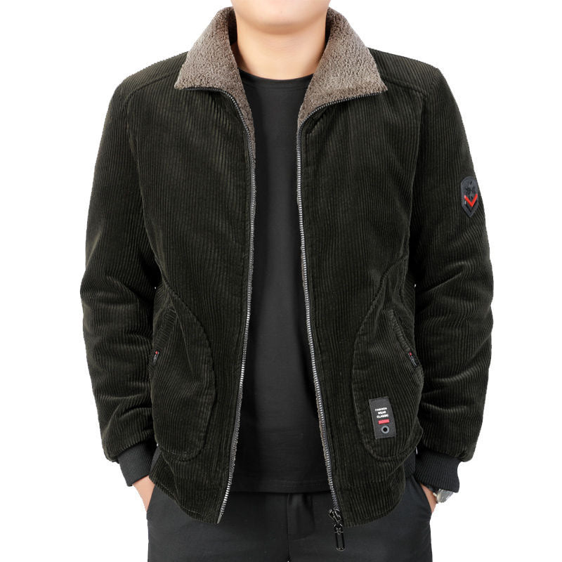 Men's corduroy blouson with sherpa collar, zipper and utility pockets Mune Fashion