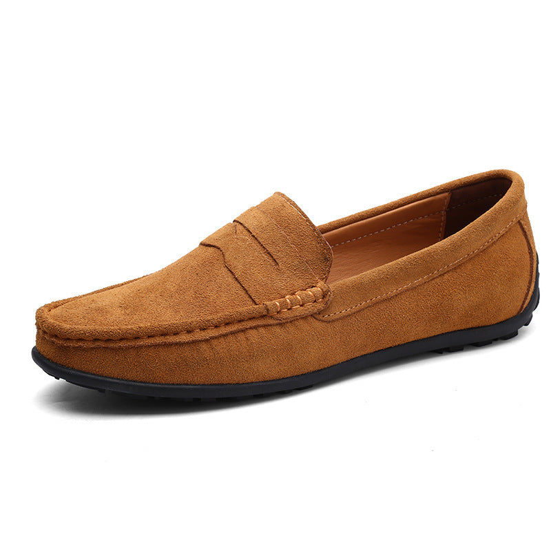 Men's elegant suede loafers with hand-stitched moccasin seam and non-slip rubber tread sole Mune Fashion