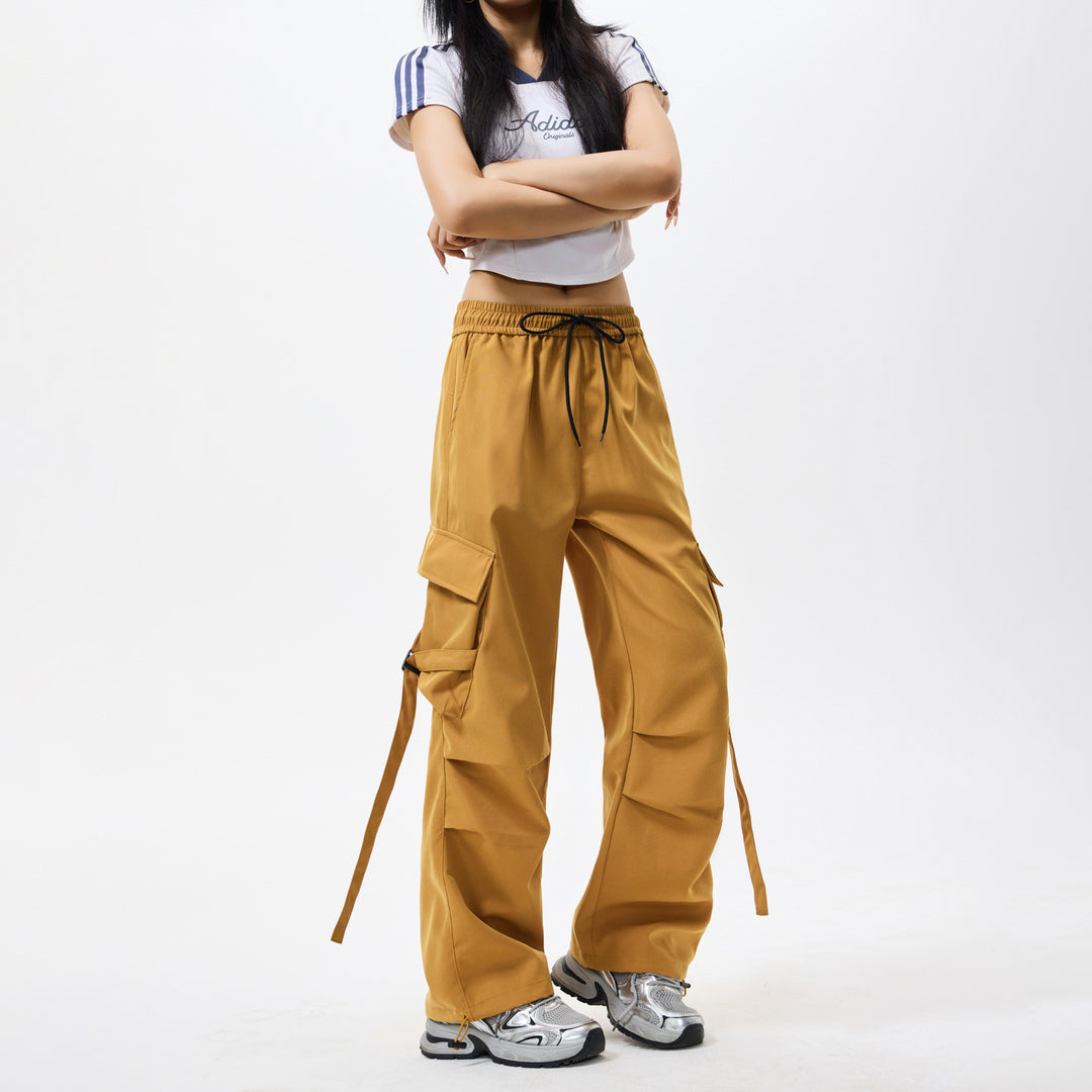 Herren Baggy‑Cargo‑Hose mit modularen Klappfächern, Band‑Details und Kordelbund Mune Fashion
