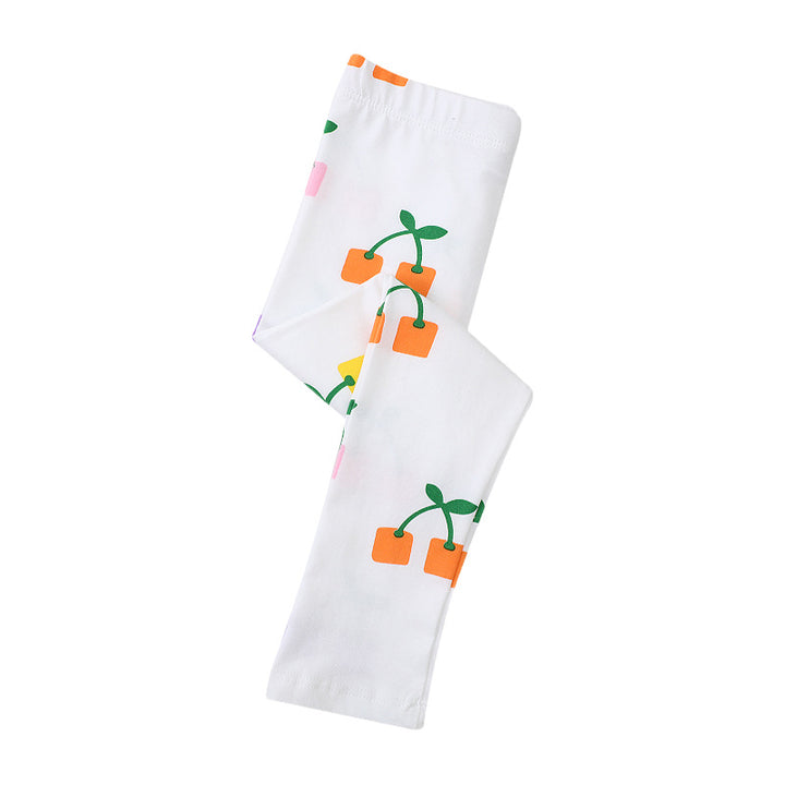 Girls' leggings with cheerful flower and plant pattern Mune Fashion