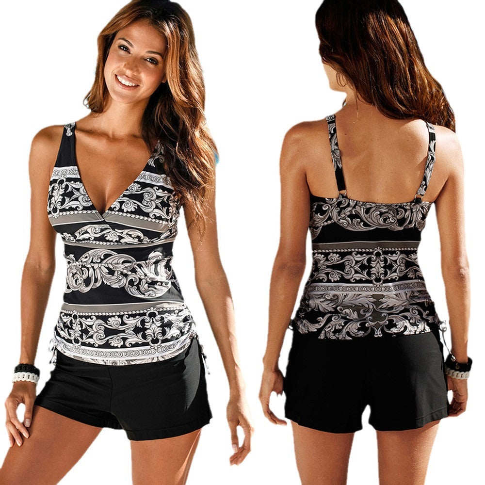 Women's Athletic Swimsuit with Decorative Top Mune Fashion