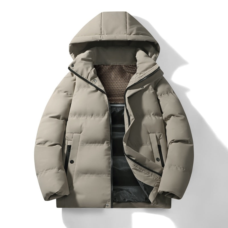 Men's Padded Hooded Thermo Quilted Jacket with Windproof Cover & Hidden Snap Placket Mune Fashion
