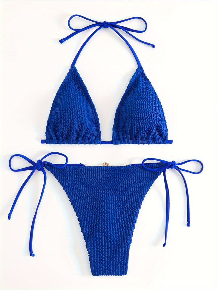 Women Triangle Bikini Set with Adjustable Ties Mune Fashion