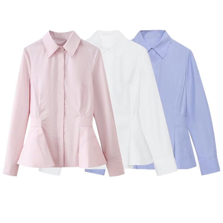 Women Tailored Short Blazer in Peplum Cut with Shirt Collar Mune Fashion
