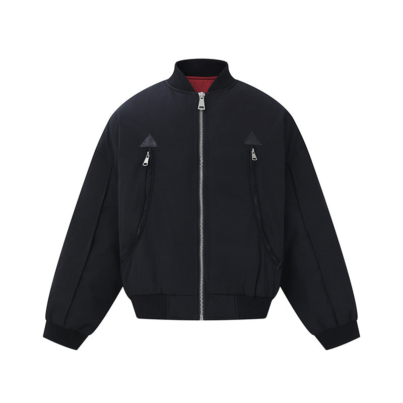 Men's short-cut technical bomber jacket with diagonal zip pockets and ribbed cuffs Mune Fashion