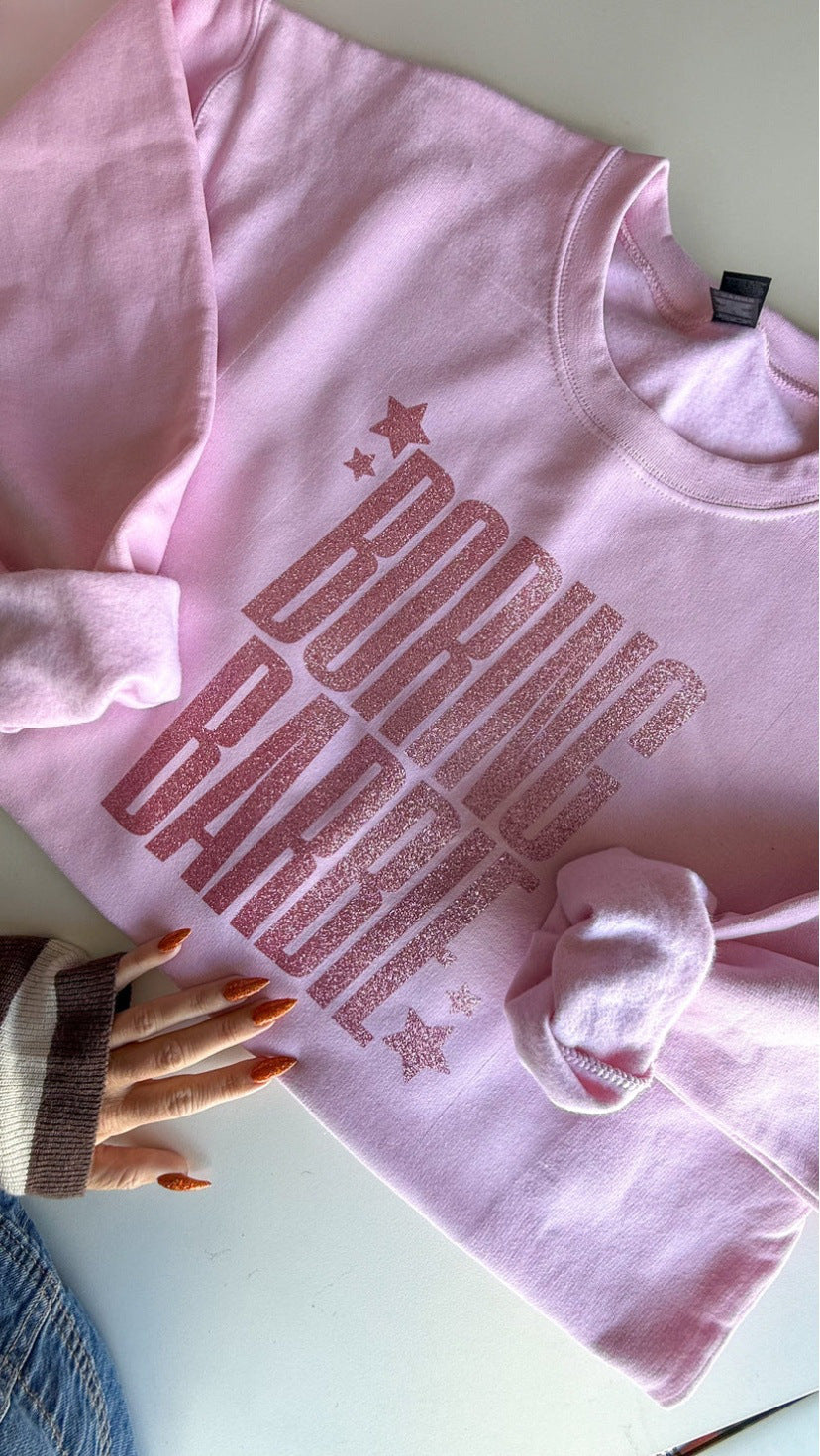 Women's glittering round neck sweatshirt with statement print and fleece-lined interior Mune Fashion