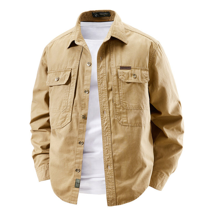 Men's robust cotton canvas overshirt with patch flap pockets, reinforced seams, and relaxed fit Mune Fashion