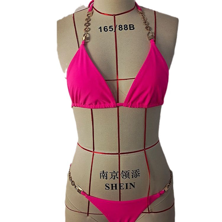 Women's Triangle Bikini with Luxurious Chain Accents Mune Fashion