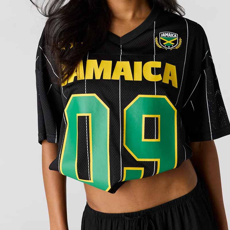 Women's oversized fan jersey in retro sports style with mesh, V-neck and large-area print Mune Fashion