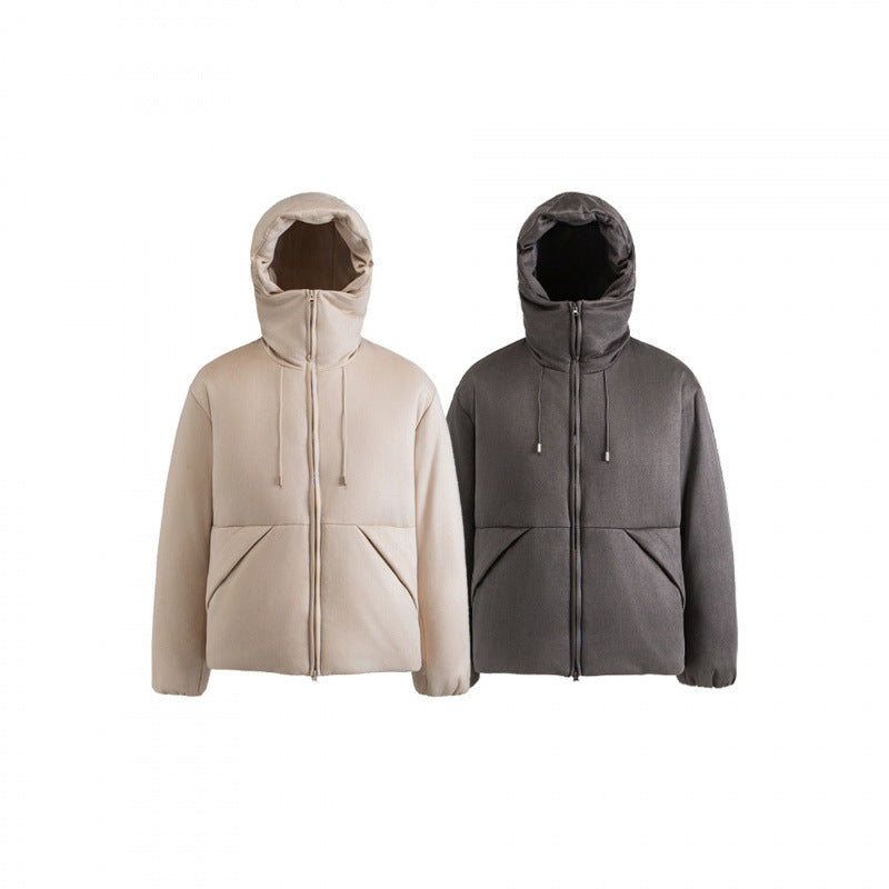 Unisex Padded Boxy Jacket with High Stand-up Collar and Hood Mune Fashion