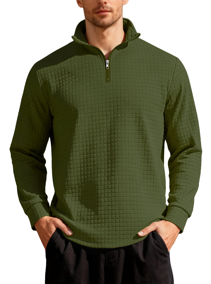 Men's Nano Square Structured Comfort Half Zip Sweater with Stand Collar and Light Padding Mune Fashion