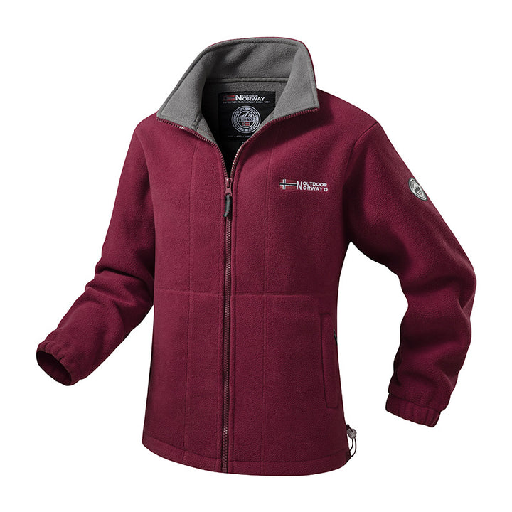 Women's fleece jacket with stand-up collar, wind-resistant structure & adjustable drawstring hem Mune Fashion
