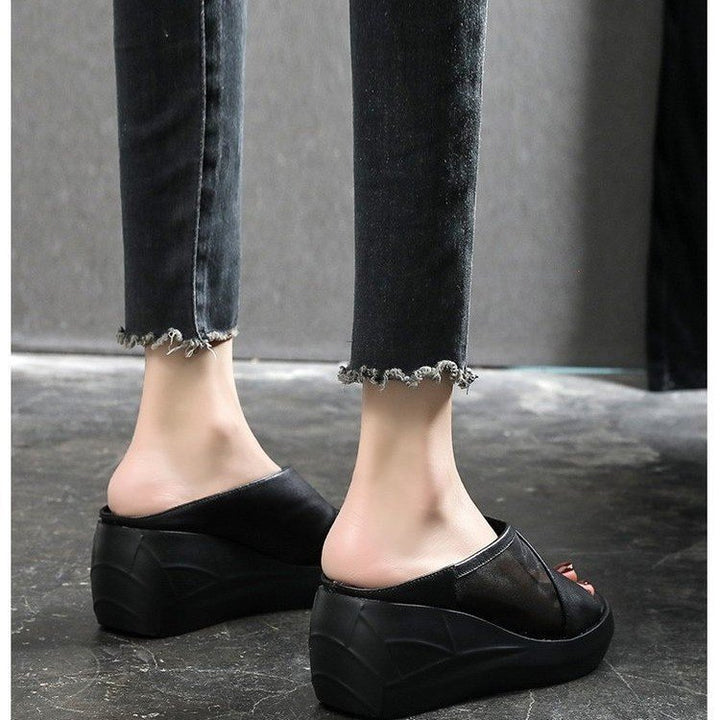 Women's wedge heeled slide sandals with breathable mesh upper Mune Fashion