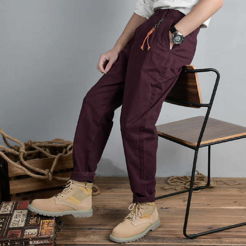 Men's Cotton Twill Chino in Relaxed Tapered Fit with Drawstring Waistband and Patch Pockets Mune Fashion