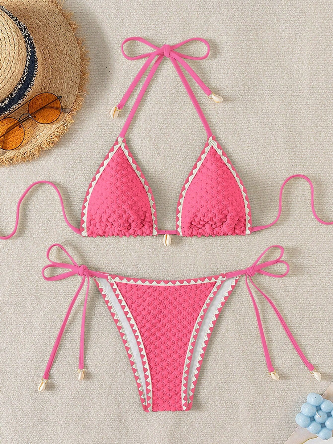Women Triangle Bikini with delicate shell embellishments Mune Fashion