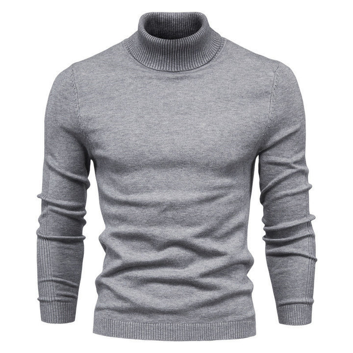 Men's fitted fine knit roll neck sweater with ribbed structure on sleeves and cuffs Mune Fashion