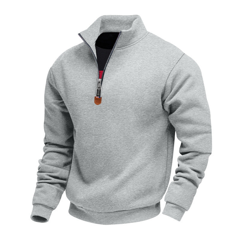 Men's nan Premium half-zip sweatshirt with high stand-up collar, sturdy zipper, and ribbed hem Mune Fashion