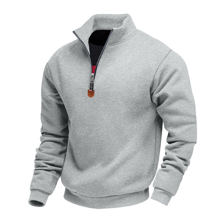 Men's nan Premium half-zip sweatshirt with high stand-up collar, sturdy zipper, and ribbed hem Mune Fashion