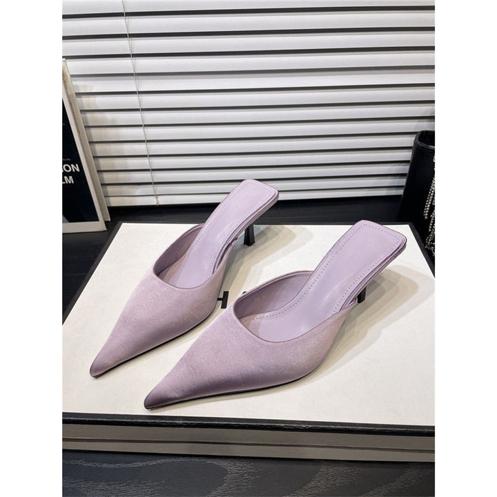 Women's pointed-toe mule with low kitten heel and backless design Mune Fashion