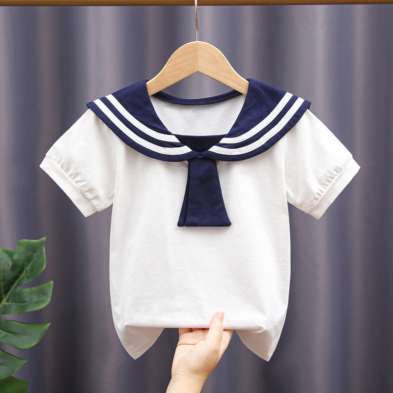 Girls sailor blouse with stylish collar Mune Fashion