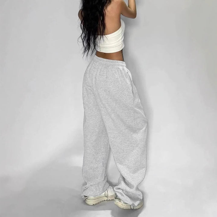 Women's wide cut lounge pants with high waistband, extra wide leg and drawstring Mune Fashion