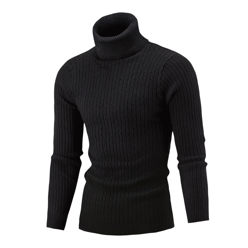 Men's Turtleneck Sweater In Classic Ribbed Pattern Mune