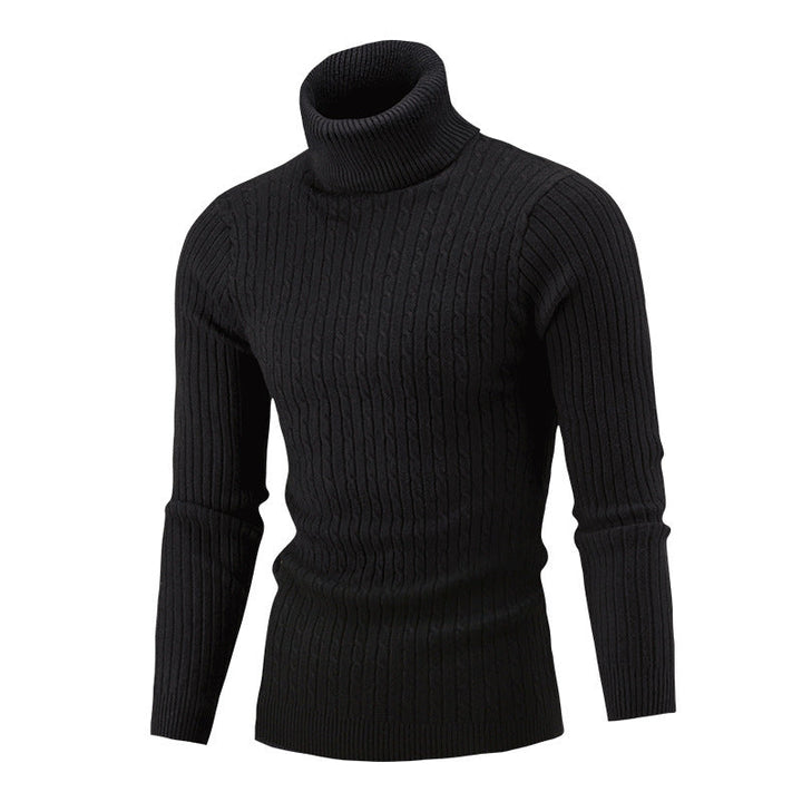 Men's Turtleneck Sweater In Classic Ribbed Pattern Mune