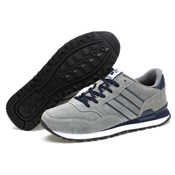 Men's Retro Suede Running Sneakers with Padded Heel Collar and Treaded Rubber Sole Mune Fashion