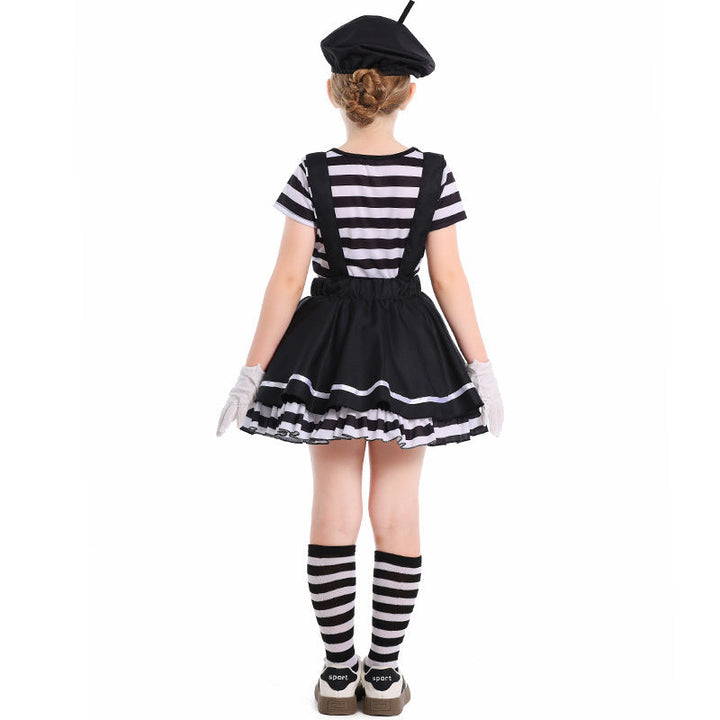 Girl Artist Costume with Striped Top and Ruffled Skirt Mune Fashion