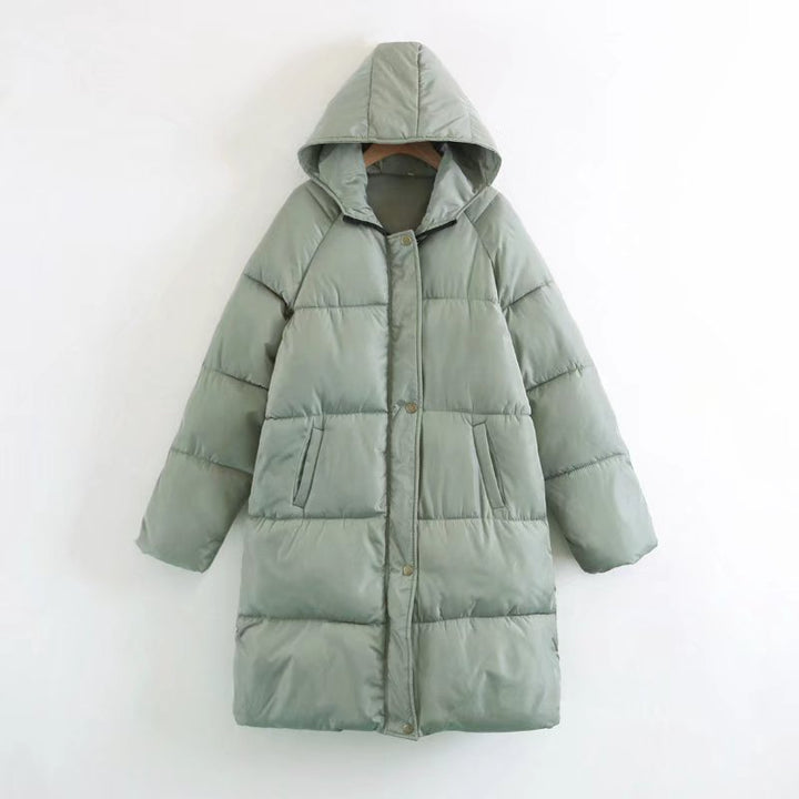 Women Longer quilted hooded coat with padded insulation Mune Fashion