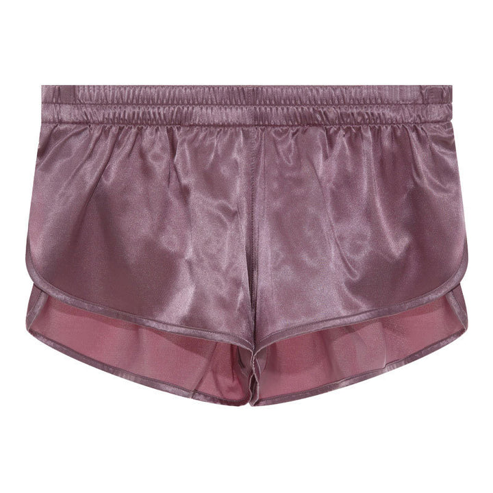 Men's short satin sleep shorts with elastic waistband and side slit Mune Fashion