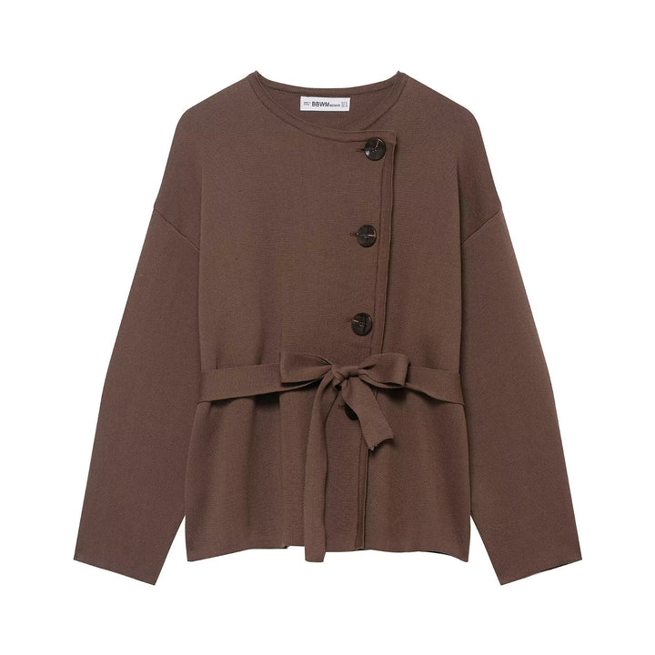 Women’s cardigan with asymmetric button placket and waist belt Mune Fashion