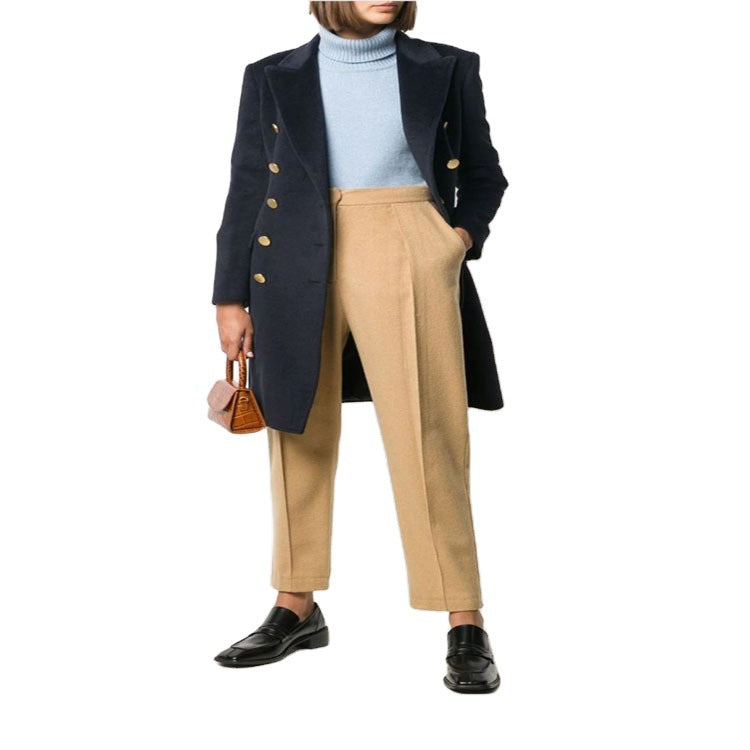 Women Military-inspired Tailored Longcoat in Tailoring with Decorative Metal Buttons Mune Fashion