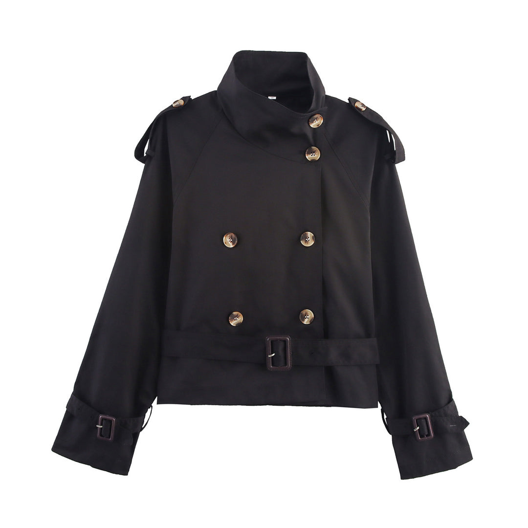 Women's stylish and elegant short plaid trench coat