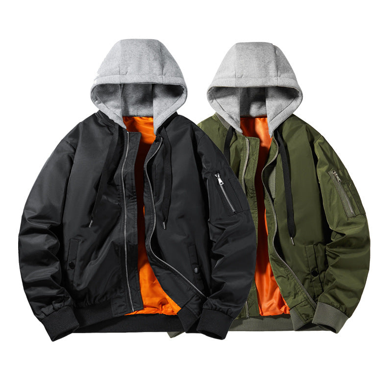 Men's bomber jacket with integrated hood, arm pocket and contrast lining Mune Fashion
