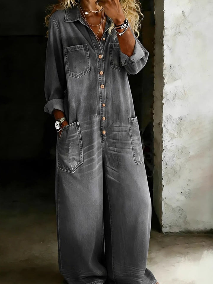 Women's Fashionable Denim Maxi Dress
