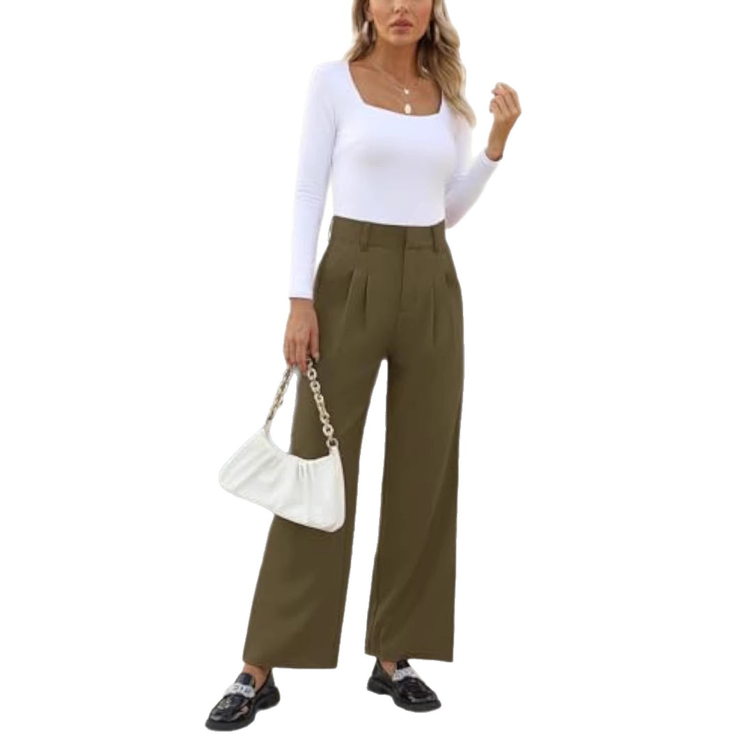 Women's High-waisted Pleated Palazzo Pants with Wide Leg Drune