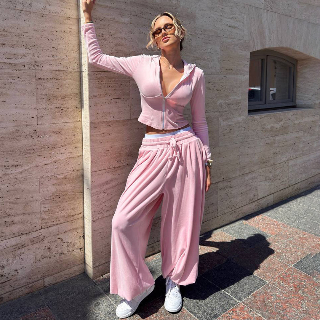 Women's loose lounge palazzo pants with elastic comfort waistband, drawstring, and balloon-shaped hem Mune Fashion