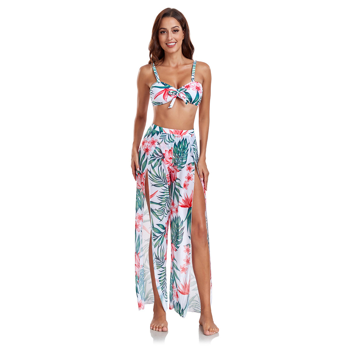 Women's bikini set with floral design and chic overlay Mune Fashion