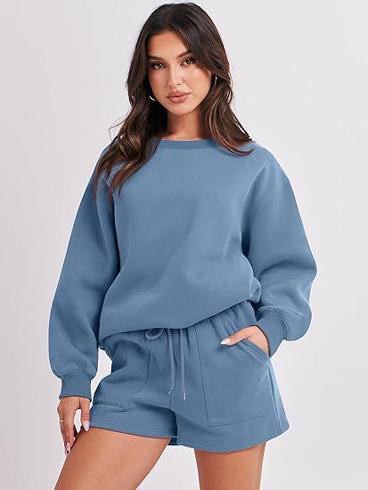 Women's Casual Sweat Set with Oversized Sweatshirt and High-Waisted Shorts Mune Fashion